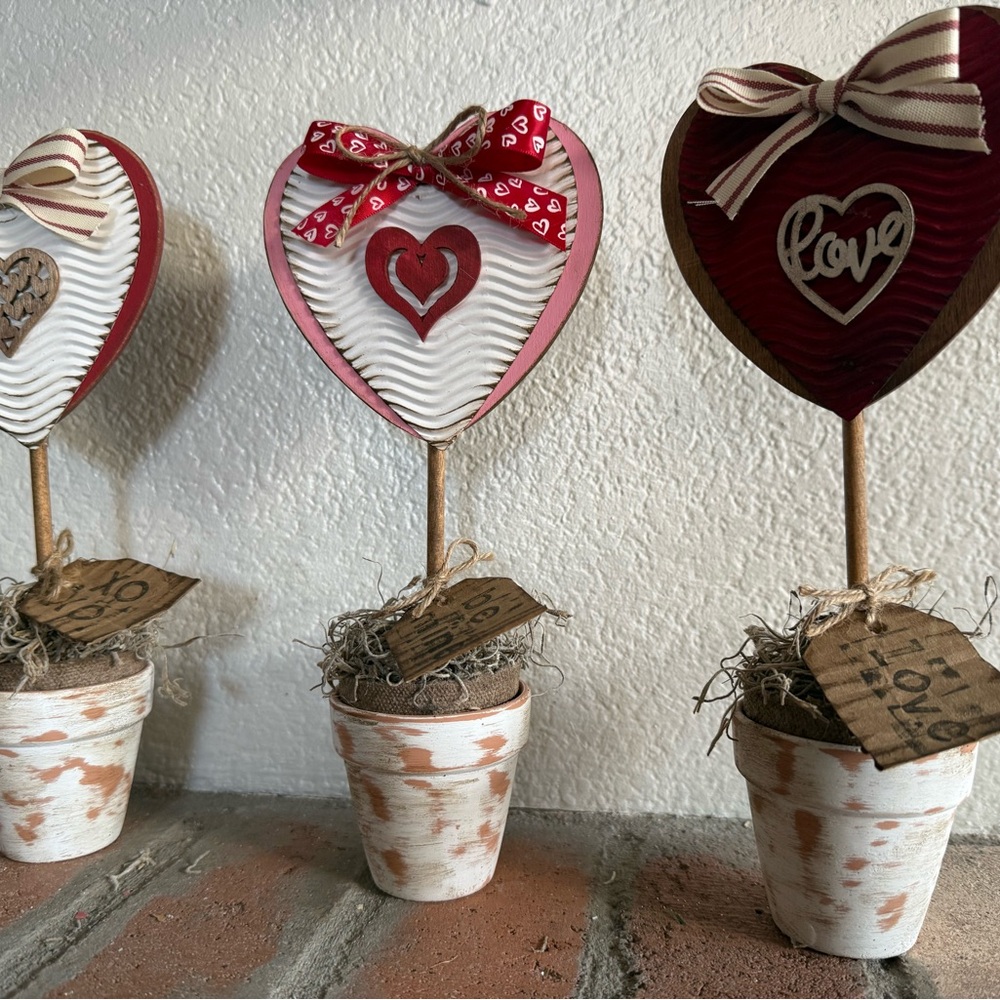 Handmade Heart Topiary Set